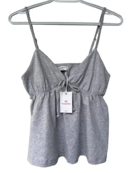 Sunday Best Light Gray Cotton Spaghetti Strap Camisole - Picture 7 of 10